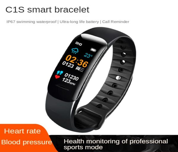 C1 Plus Bracelete inteligente IP67 Freqüência cardíaca Pressão arterial Etapa Oxímetro Sono Sleep Altery Clock Movement Bluetooth Bracelet4212503