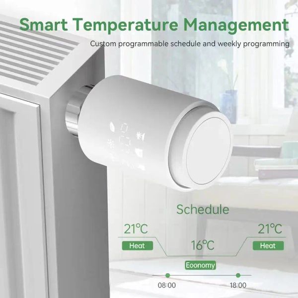 Kontrol Tuya Zigbee 3.0bt TRV Programlanabilir Termostatik Radyatör Valfi Akıllı Radyatör Aktüatör Uygulaması Uzak Ses Sıcaklığı Denetleyicisi