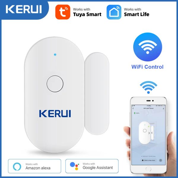 Controllo Kerui Tuya Smart Home WiFi Sensore Porta Alarmanti aperti Rilevatori chiusi Switch Magnetic App Avviso Auto Garden Security System