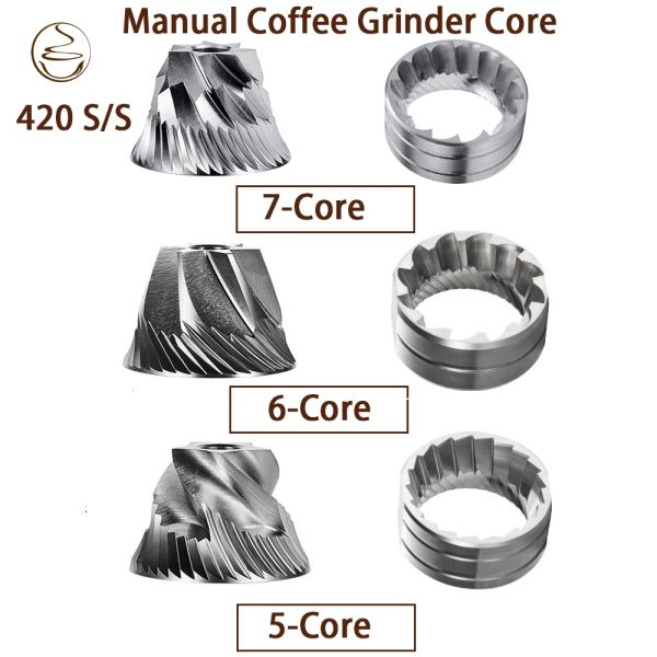 Grinders Manual Coffee Setrs Burrs Acessórios 55/60 HRC CNC Aço inoxidável Burr Mill Wearsistant Core e placa