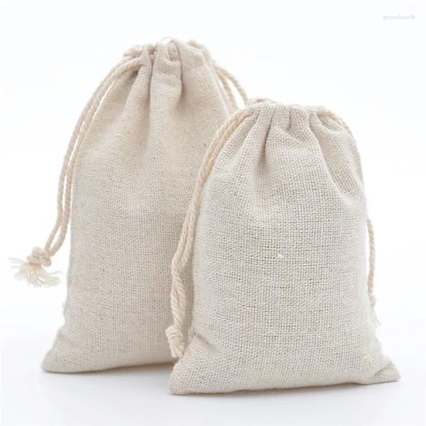 Bolsas de armazenamento Polas de linho pequenas bolsas de presente para festas de casamento favores saco para jóias maquiagem doces frutas