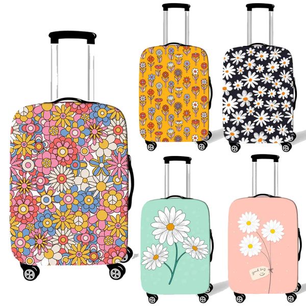 Accessoires Daisy Print -Gepäckabdeckung Marguerite Muster Frauen Männer Antidust Koffer Schutzabdeckungen Elastizier Trolley Reise -Hülle Covers