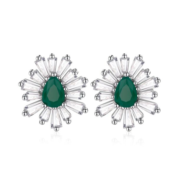 Orecchini Fashion e lusso 4 * 6 mm nonna sintetica gocce verdi con orecchini diamanti 925 orecchini in stile elegante argento elegante