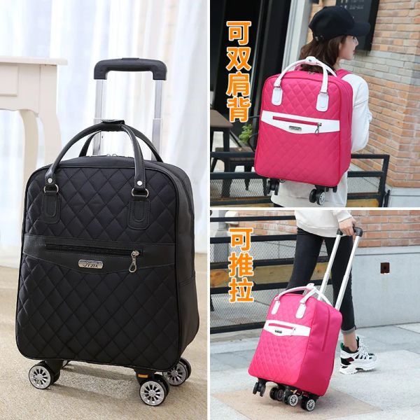 Taschen Neue Räder Tasche für Reisemfrauen Reisen Rucksack mit Rädern Trolley Taschen große Kapazität Reisetasche Organizer tragen ein Gepäck