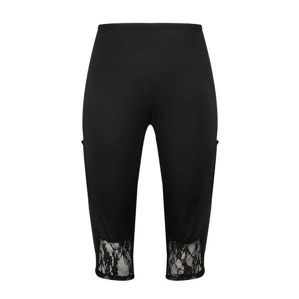 Abiti taglie forti taglie forti per donne in pizzo da donna 3/4 pantaloni tagliati rivestimento elastico Capri Bottoms Ladies Casual Sude Pantaloni per femmina di grandi dimensioni 2023 Y240422