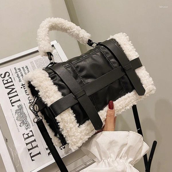 Omuz çantaları kadınlar vintage siyah pu deri crossbody 2024 kış moda çanta marka tasarımcısı bayan çanta lüks el