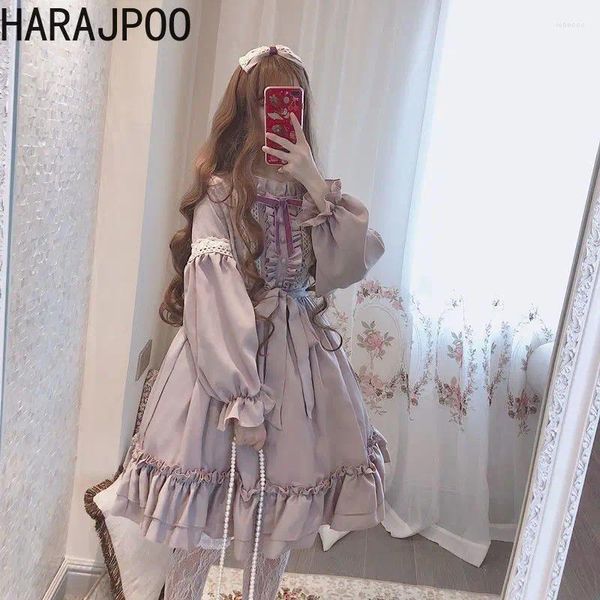 Vestidos casuais harajpoo 2024 Lolita Girl Dress Japanese Provence Lavender Spring Summer Summer Autumn Winter Mulheres macias