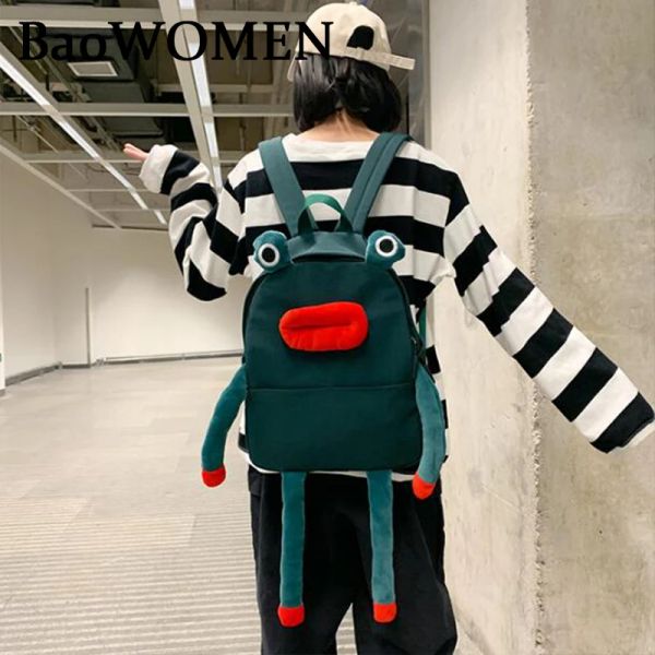 BASS BAOWOMEN Giappone Anime Fashion Frog Backpack Women Multifunction Studenti SCUOLA BASSE CINETTO Oxford in tessuto zaino per regalo di compleanno