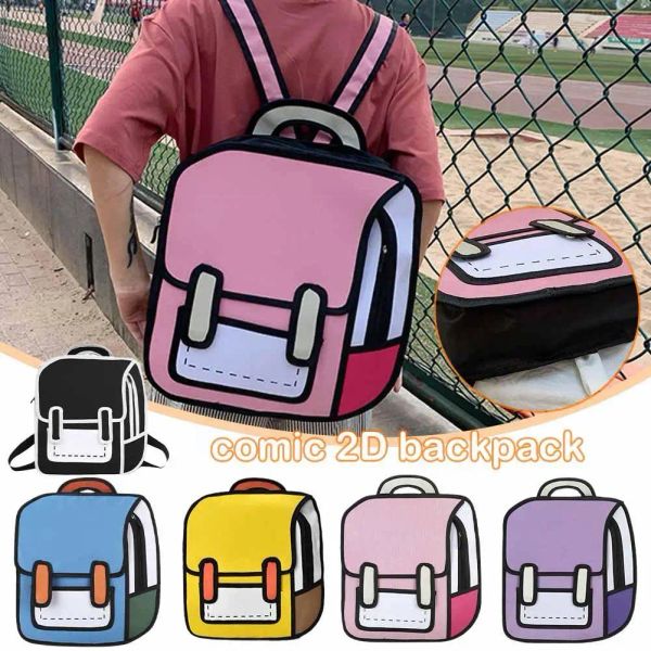 Mochilas Oxford Sacos de pano de pano adolescente estilo salto 3D Mochila 16 polegadas 2d Desenho de anime Cartoon em quadrinhos Backpack para estudante Bolsa de mochila