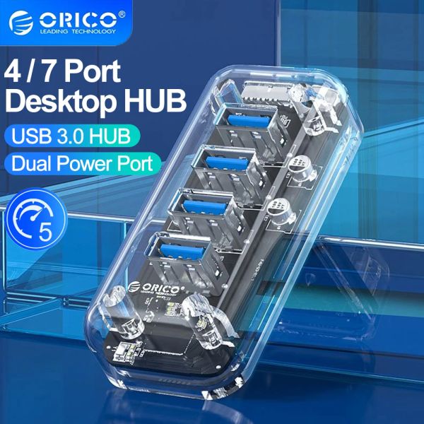 Hubs orico USB Hub Hub 3.0 4Port Splitter USB Adaptador de hub Data Ultraslim OTG Adaptador para MacBook Pro PC Acessórios