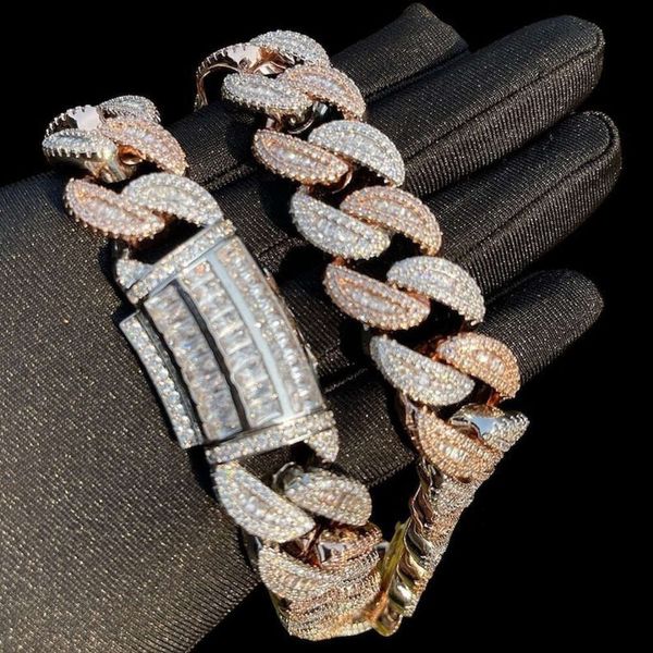 Кубинское цепное ожерелье за леденцом алмазной цепью проход с бриллиантовым тестером хип -хоп 925 стерлингового серебра 316 из нержавеющей стали 1 шт.