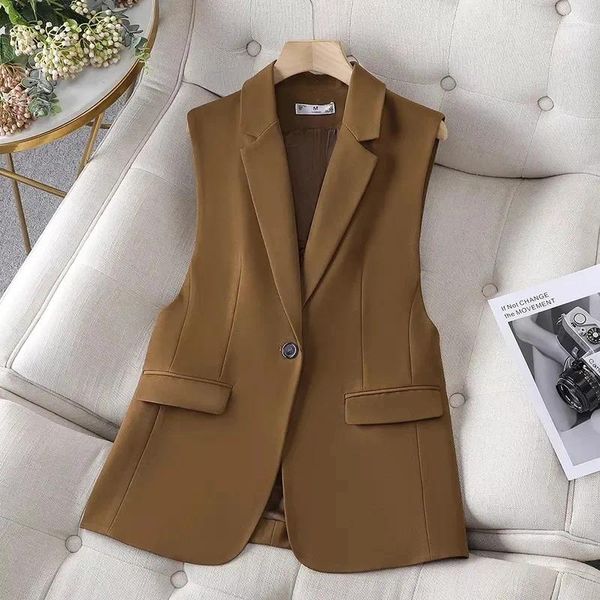 Coletes femininos 2024 Jaqueta mulher colete de outono traje sem mangas blazer mUjer escritório lady cistascoat feminino Outwear