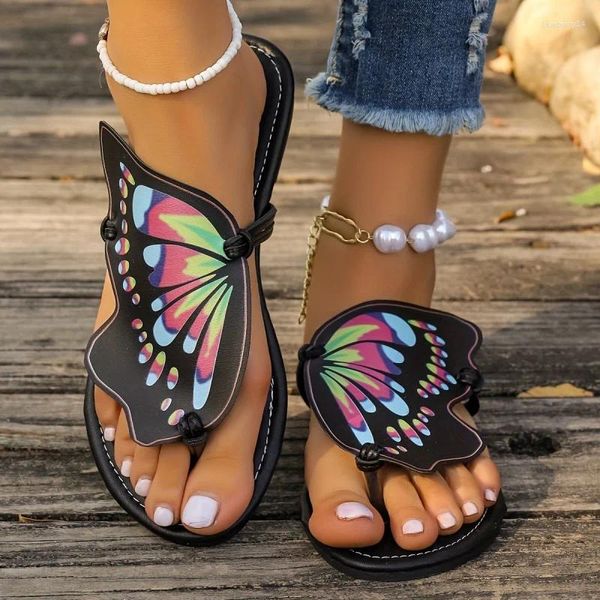 Sapatos casuais sandálias de calcinha em forma de feminina - planos leves leves para férias e roupas de praia de verão