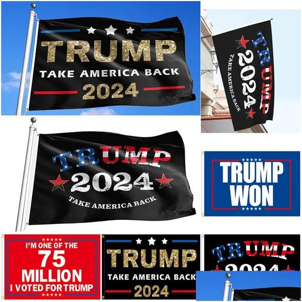 BANNER BANDS CAMPANHA DE Trump 90x150cm 2024 U.S. Presidencial Take America Back Election Bandy 0303 Drop Delivery Home Garden Festive Par Othg0