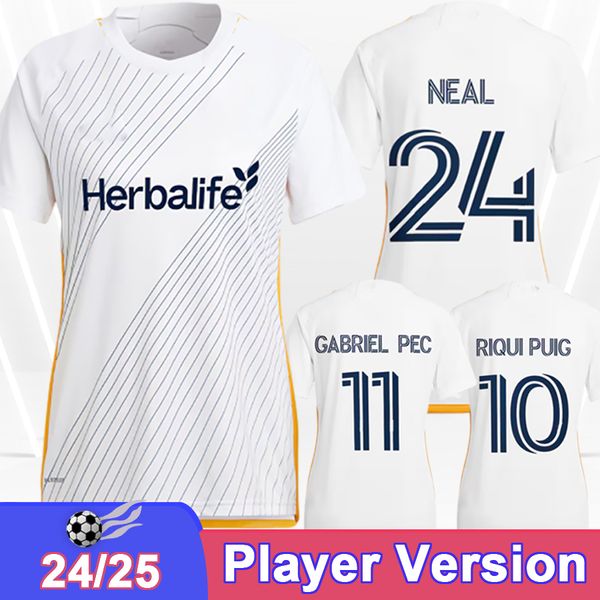 2024 25 La Galaxy Player версия мужские футбольные майки Aude Fagundez Joveljic Cuevas Caceres Home Football Forbing Room Rish Short Elive Wud