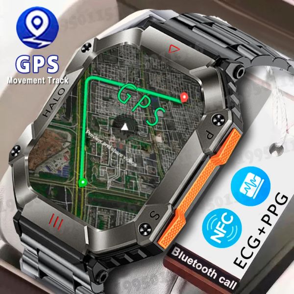 Orologi uomini Smart Watch per Android iOS ECG+PPG Bluetooth Call Smartwatch IP68 MILIOTTO MILITALE GPS Tracker Motion Fitness Bracciale