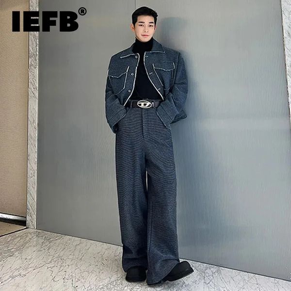 IEFB Fashion Mens Set in stile coreano maschio denim giacca casual sciolta sciolta jeans dritta jeans autunno inverno 9c3221 240415