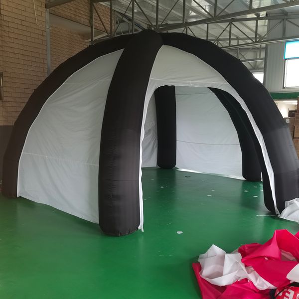 Tenda per ragno gonfiabile all'aperto personalizzato all'esterno con porte e pareti con cerniera bianca ombra nera tettoia gazebo pneumatico per eventi