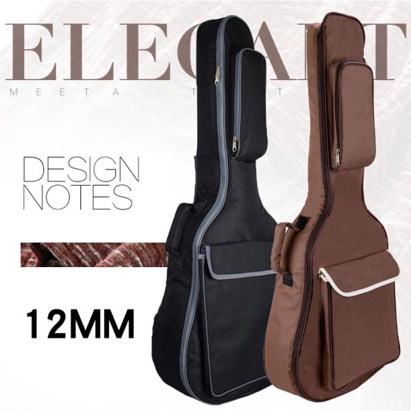 Casos impermeáveis Oxford Fabric Guitar Case Gig Bag Double tlaps Double Guitar Backpack Backpack Case 36 39 41 polegadas