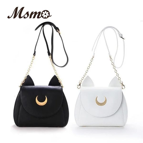 Black Sailor Moon Luna Artemis Spalla Borsa signore Luna Cat Pulosa Borsa di pelle Donne Messenger Cross Counch Borse 240407