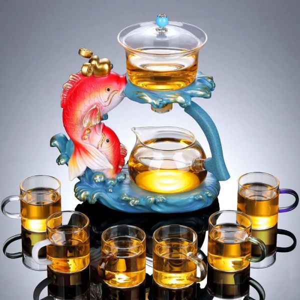 Purificatori Filtro dell'acqua artefatto Imparcati set di tè a bolle pigro Setting in vetro Seduta casa automatica Kung Fu aspirazione magnetica tazza di brocca di teiera con brocca