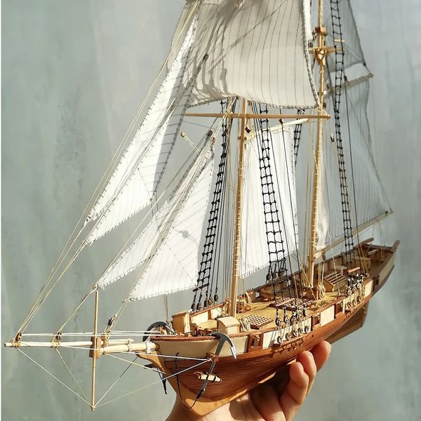 Versionskala 196 Klassiker Ancient Ship Wood Model Building Kits Harvey 1847 Holzsegelboot DIY Home Decorations 240408