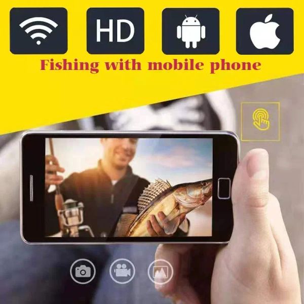 Finder 14 mm grandi sonde HD Camera subacquea HD Underwater 800W Autofocus Camera endoscopica Wifi Fish Finder per tutti gli smartphone 3 in 1 dispositivo di pesca