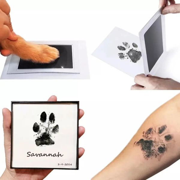 Microchips Kit de impressão e pegada de petprint para gato de cachorro, kit de impressão de pata de cachorro, almofada de tinta de toque limpo para animais de estimação