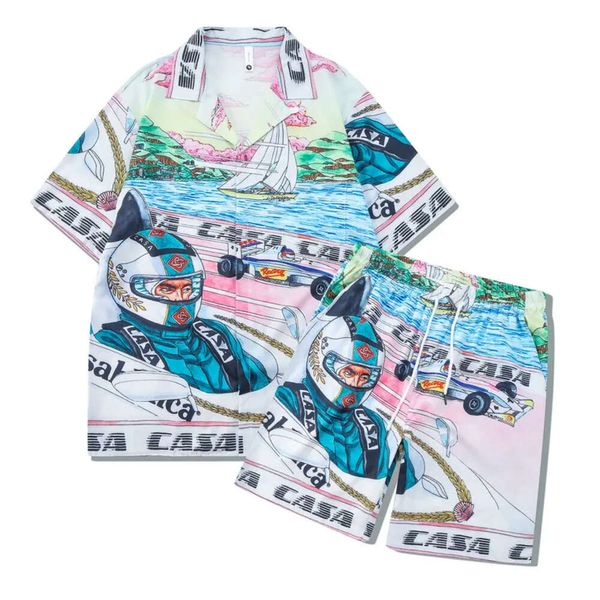 Дизайнерская картонная печать Casa Shot Set Stirt Suit Mens Mens Summer Casual Loak Ship Rish -рубашки Short Tee Beach Shorts Summer Swim Designer Mens Shirt Fz2404222