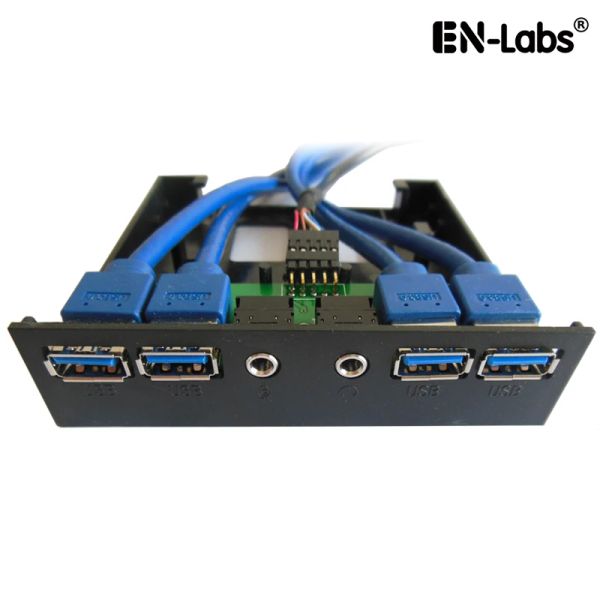 Hubs Enlabs PC Case 3,5 -дюймовый передняя панель 4 порты USB 3.0 USB HUB с аудио микрофоном HD, 2 x USB 3.0 Женский до материнской платы 20PIN CABLE