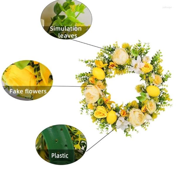 Fiori decorativi fiore giallo ghirlanda della primavera artificiale con per porte anteriori matrimoni interni ed esterni