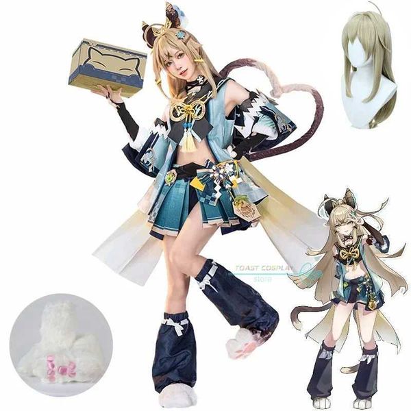 Аниме костюмы Kirara Game Cosplay Genshinimpact Kirara Cosplay Come For Carnival Women Sexy Suits Party Come Wig Shoes Full Set Y240422