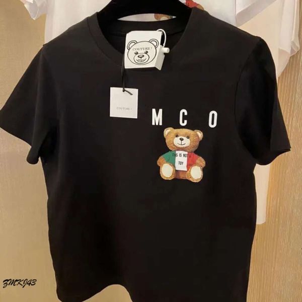Московская бренда рубашка Polo Женская плюс размеры футболка новая московская женщина-футболка с мультипликацией медвежьи буквы Mosc Вышивка с коротким рукавом 7584