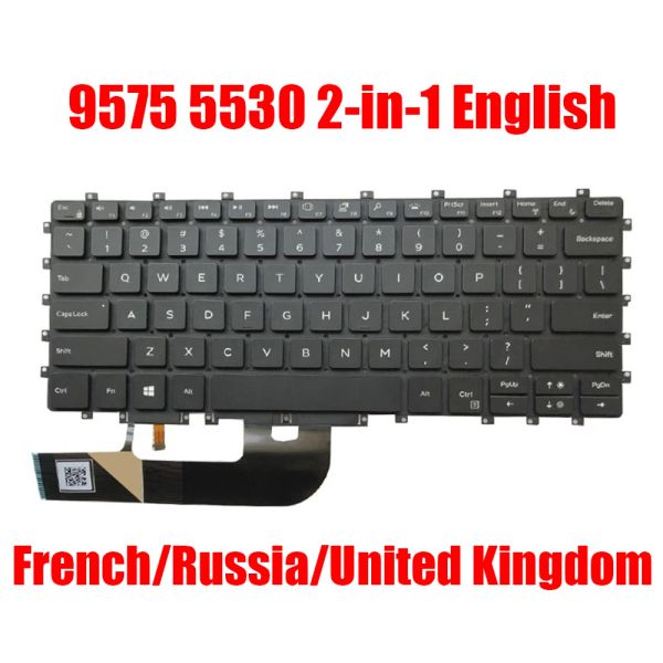 Клавиатуры US FR UK RU Клавиатура для Dell для XPS 15 9575 2IN1 для Precision 5530 2IN1 0HC1GN 0F08G2 0x6TD4 02YC9F Английская французская Россия