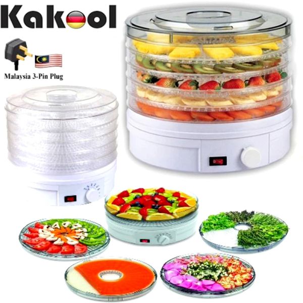 Dehydratoren Durchmesser 32 cm Nahrung Dehydrator Obst Pflanzenkraut Fleisch Trocknungsmaschine Snacks Nahrung Trockner Obst Dehydrator mit 5 Tabletts