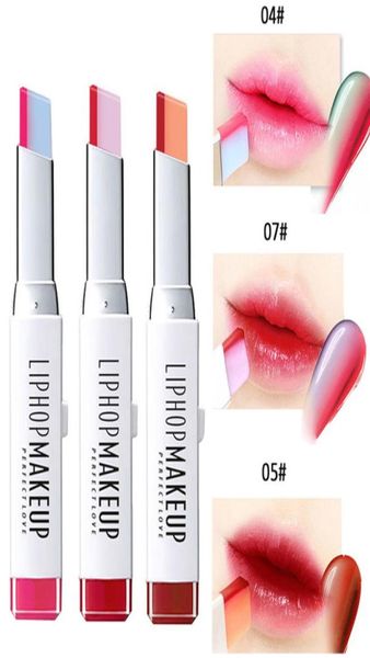 2017 New Fashion Hit Color Lipsticks Marke Kosmetik wasserdicht langlebig rotrosa doppelte Farbe Korea Bite Lippen Make -up Kit7268028