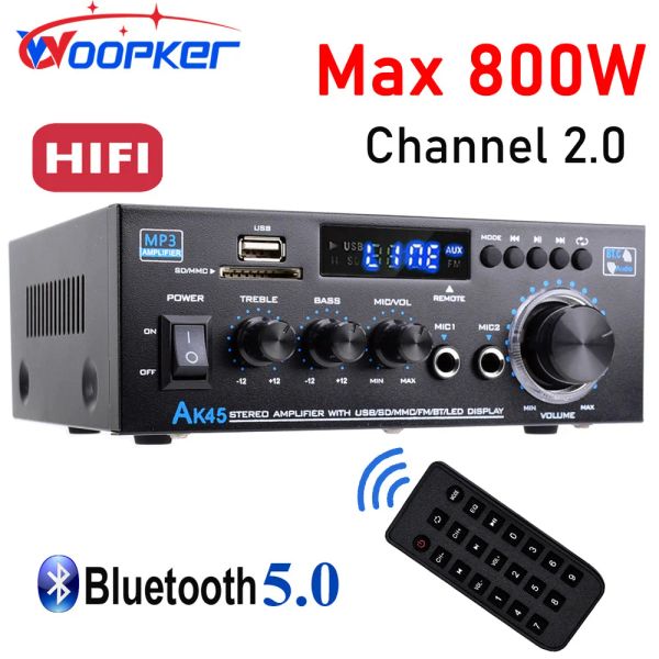 Amplifikatör Woopker AK45 HIFI Dijital Amplifikatör Max Power 90WX2 Kanal 2.0 Bluetooth Surround Sesli Amp Hoparlör Ev Araba