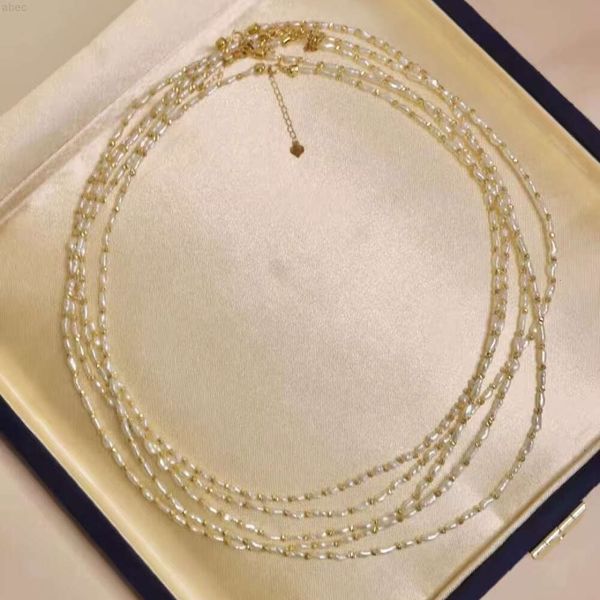 2024 Gypsophila 18K Festkörperschluckhäuerfrauen Barock Perlenkette Goldene Halskette Kette Girls Designer Personalisierte Halskette