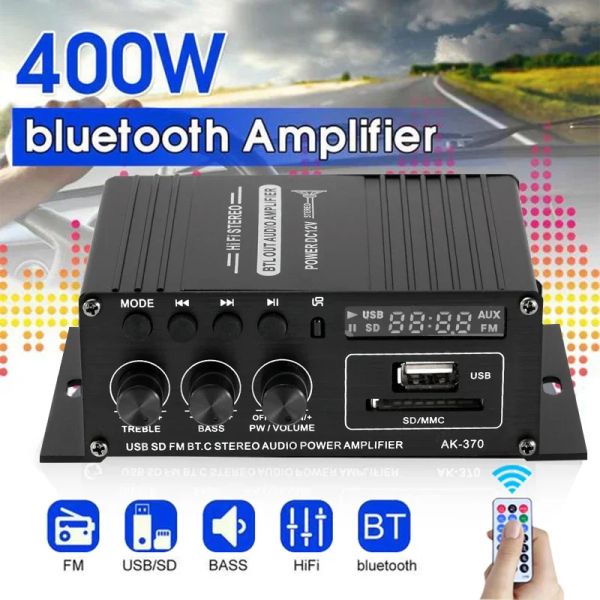 Amplificatore AK380 AK370 AK170 400W*2 2 CANALI Bluetooth HiFi Power Amplificatore Home Car Classe Remote Controllo FM Radio Aux USB/SD
