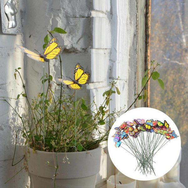 Decorações de jardim 50 PCs Butterfly Captações artificiais Planta em pvc PVC Camada única Butterflies Plug