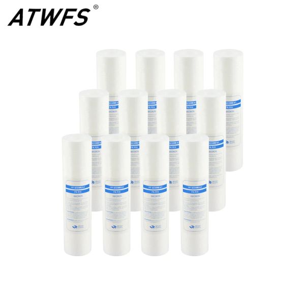 Purificatori ATWFS 12 PCS 10 pollici 1 micron PP Filtro dell'acqua Cartuccia per filtro NSF inversa Osmosi Filtro