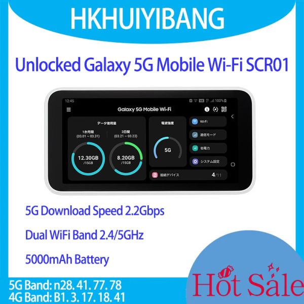 Маршрутизаторы разблокированы Galaxy 5G Mobile Wi -Fi SCR01 Portable Wi -Fi Router 5G 4G Wi -Fipi Pocket MiFi Hotspot Двойной беспроводной модем LTE