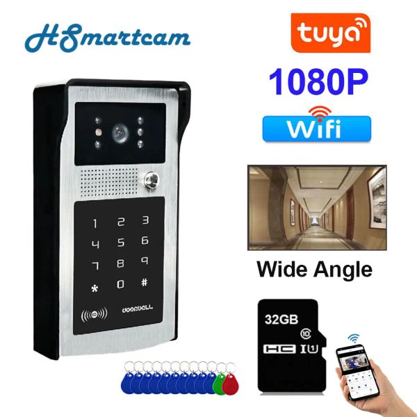 Câmeras tuya wifi videoebell câmera hd impermeável ao ar livre 1080p wireless video porta telefone interfone Teclado RFID Cards Control de acesso