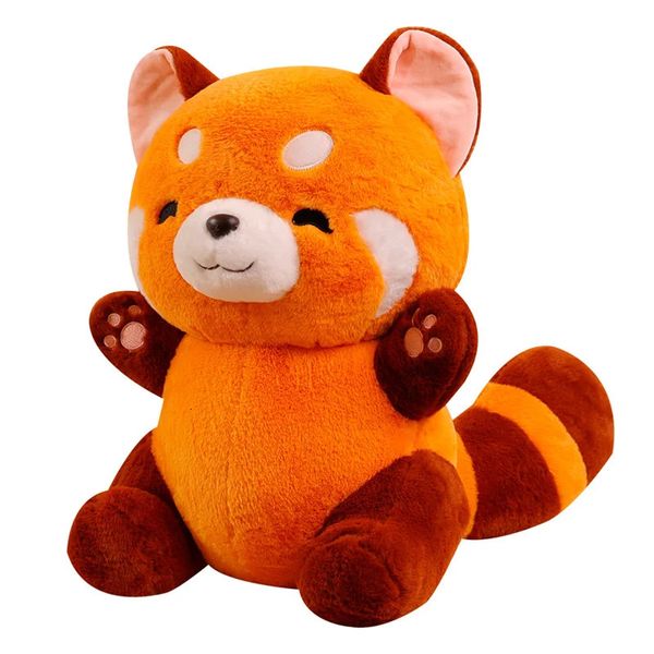 Ausgestopfte Anime -Figur Puppe wurde rotes Panda Plushie flauschige Haare Waschbärtiere Umarmung Kissen Kinder 240422