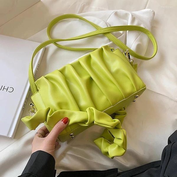 Omuz Çantaları Kadınlar Deri Alt Altal için Küçük Yeşil Çanta 2024 Basit Crossbody Lady Handbags ve Cüzdanlar