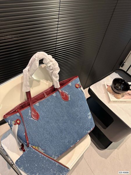 Neue 2 PCs/Set Denim Totes Bag Designer Taschen Mode Womens Handtaschen Hoch Qulity Ladise Crossbody Umhängetasche große Kapazität Einkaufstasche mit Münze Geldbörse M45685