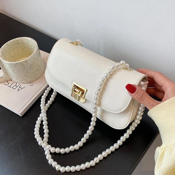 Bolsas de ombro original marca 2024 Fashion Pearl Chain Bolsa Bolsa de Use Dual