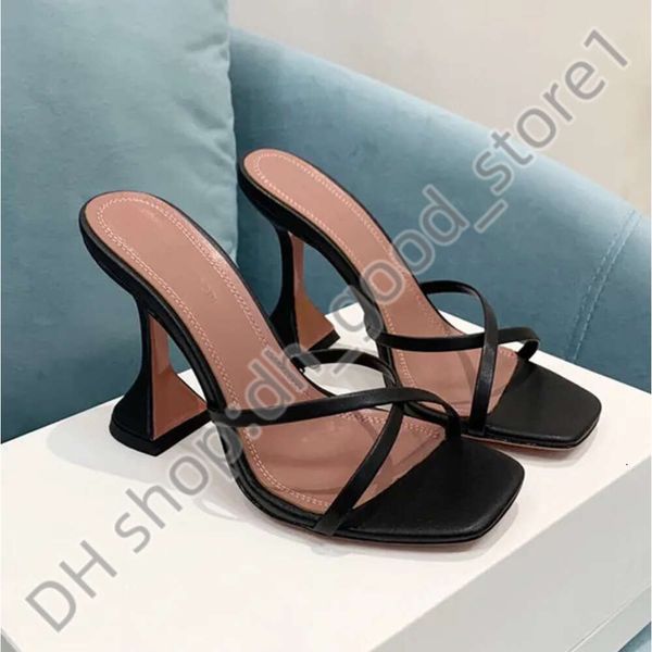 Amina Muaddi Absatz klare Begum Frauen High Heel Sandalen Real Seidenkristall verschönerte Riemenschuhe Maultiere Schuhe Strass Spulen Frauen Amina Muadi Red Heel Luxus 83