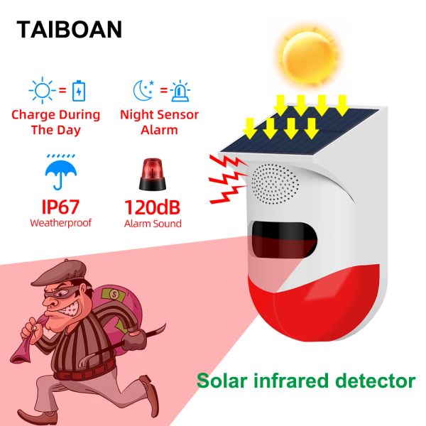 Controle solar a solar de solar infravermelho PIR AMARGO IMPLENTE WIFI Sirene Sirene à prova d'água sem fio 433MHz Sensor de ladrões do ladrão Variedades múltiplas disponíveis