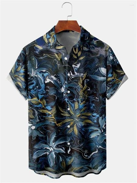 Herren lässige Hemden Seaside Tropical Plant Fun Print Frauen Hemdmuster Design Kurzarmknopf Mode Top